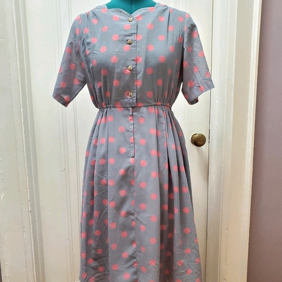 Large Pink Polka-dots Dress - Picture 1 of 3